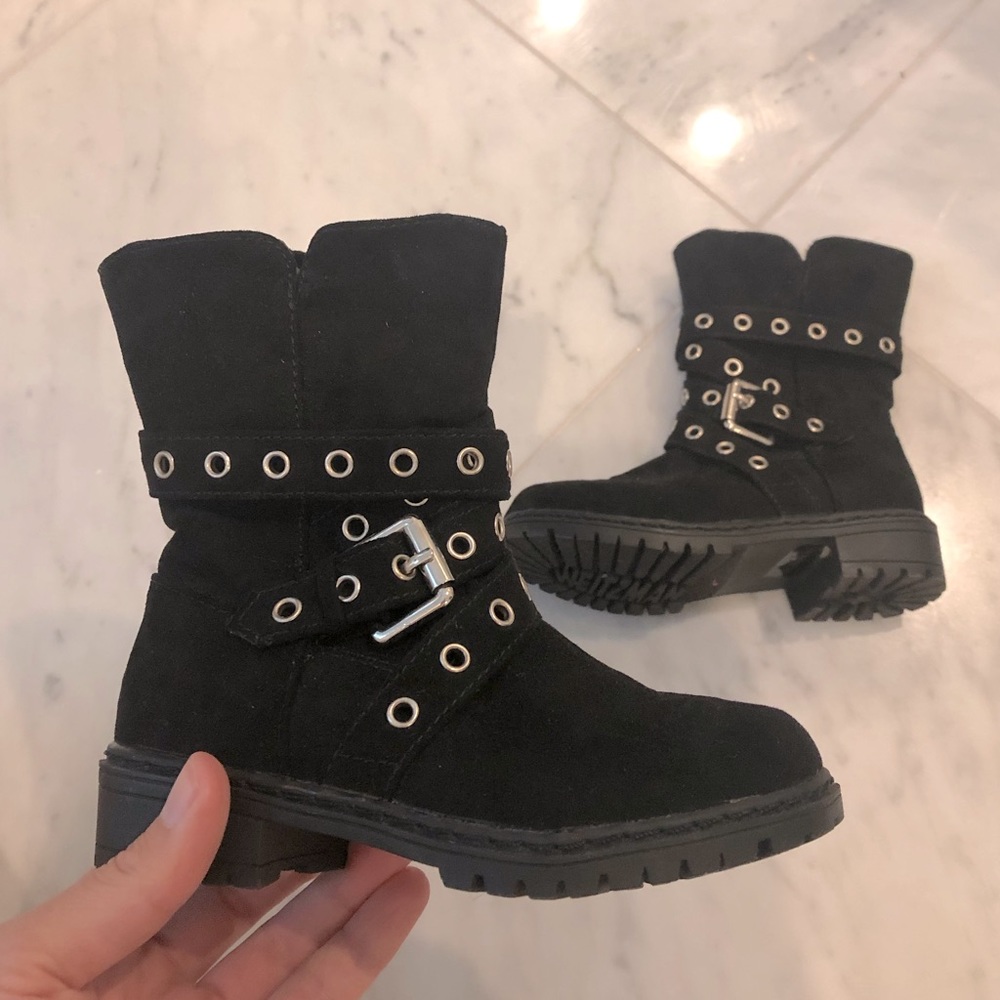 Stuart Weitzman Black Luge Eyelet Toddler Boots